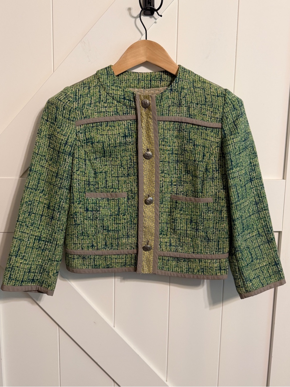 Etro Milano Italian Cotton Silk Blend Button Up Jacket Blazer Size 42 Tweed